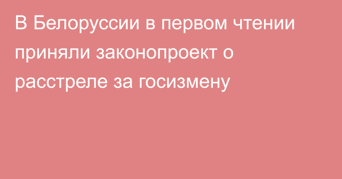 В Белоруссии в первом чтении приняли законопроект о расстреле за госизмену