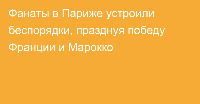 Фанаты в Париже устроили беспорядки, празднуя победу Франции и Марокко