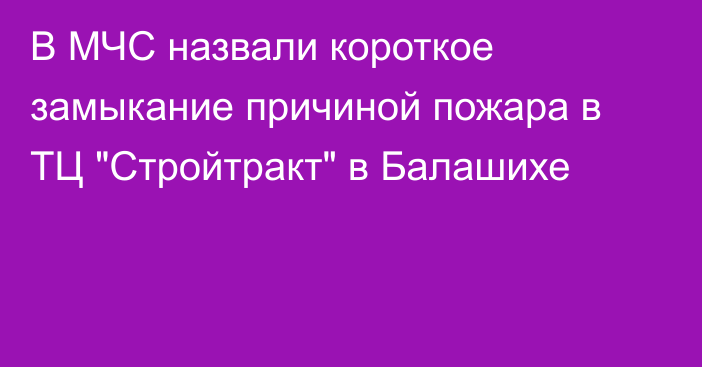 В МЧС назвали короткое замыкание причиной пожара в ТЦ 