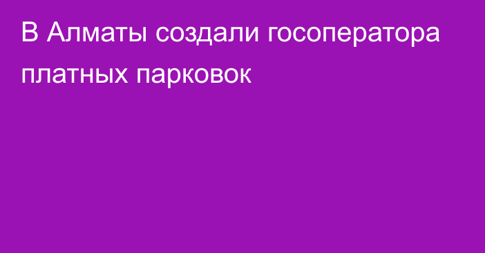 В Алматы создали госоператора платных парковок