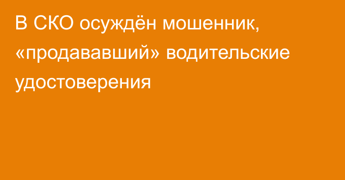 В СКО осуждён мошенник, «продававший» водительские удостоверения