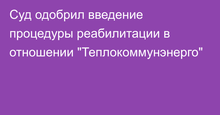 Суд одобрил введение процедуры реабилитации в отношении 