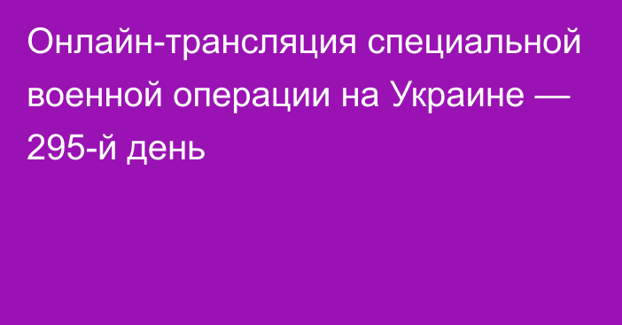 Онлайн-трансляция специальной военной операции на Украине — 295-й день