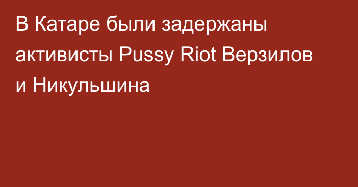 В Катаре были задержаны активисты Pussy Riot Верзилов и Никульшина