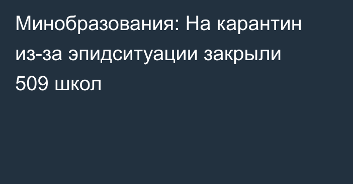 Минобразования: На карантин из-за эпидситуации закрыли 509 школ