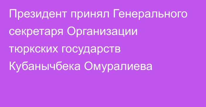 Президент принял Генерального секретаря Организации тюркских государств Кубанычбека Омуралиева