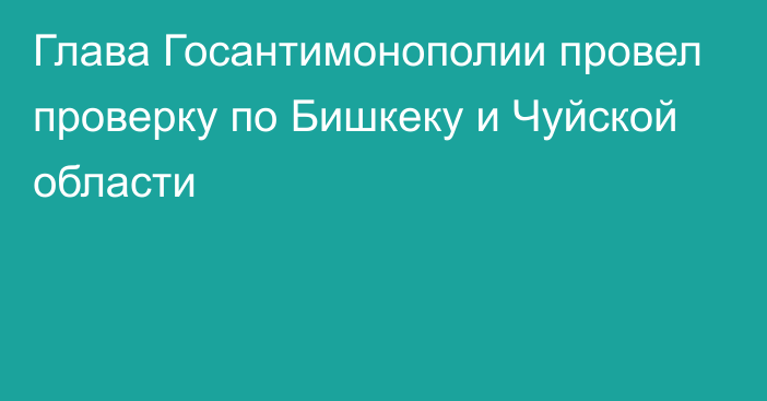 Глава Госантимонополии провел проверку по Бишкеку и Чуйской области