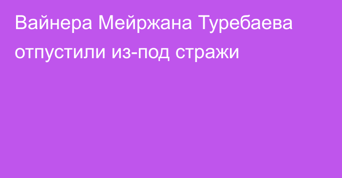 Вайнера Мейржана Туребаева отпустили из-под стражи