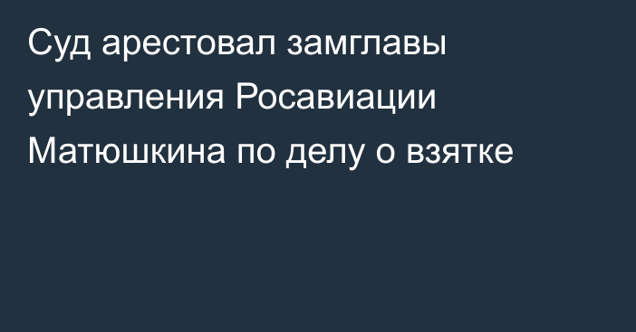 Суд арестовал замглавы управления Росавиации Матюшкина по делу о взятке