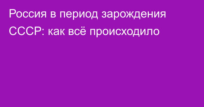 Россия в период зарождения СССР: как всё происходило