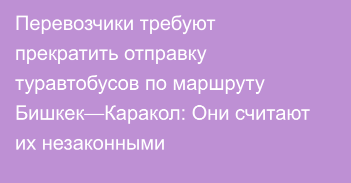 Перевозчики требуют прекратить отправку туравтобусов по маршруту Бишкек—Каракол: Они считают их незаконными