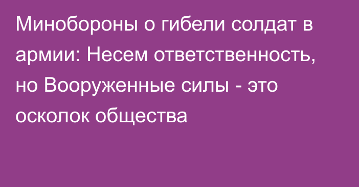 Минобороны о гибели солдат в армии: Несем ответственность, но Вооруженные силы - это осколок общества