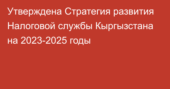 Утверждена Стратегия развития Налоговой службы Кыргызстана на 2023-2025 годы