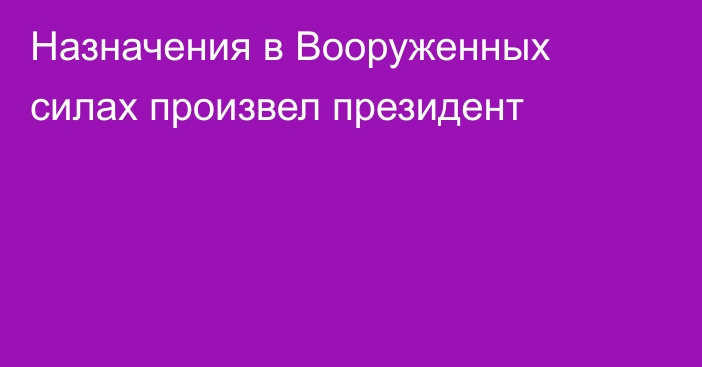 Назначения в Вооруженных силах произвел президент