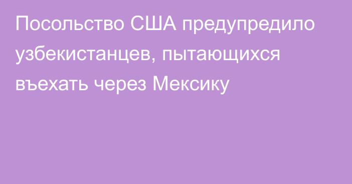 Посольство США предупредило узбекистанцев, пытающихся въехать через Мексику