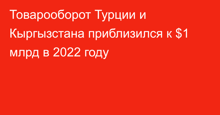 Товарооборот Турции и Кыргызстана приблизился к $1 млрд в 2022 году