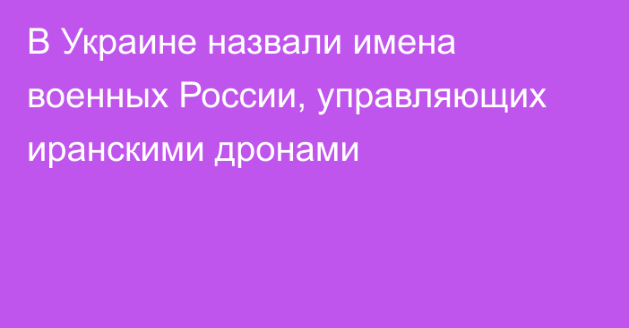 В Украине назвали имена военных России, управляющих иранскими дронами