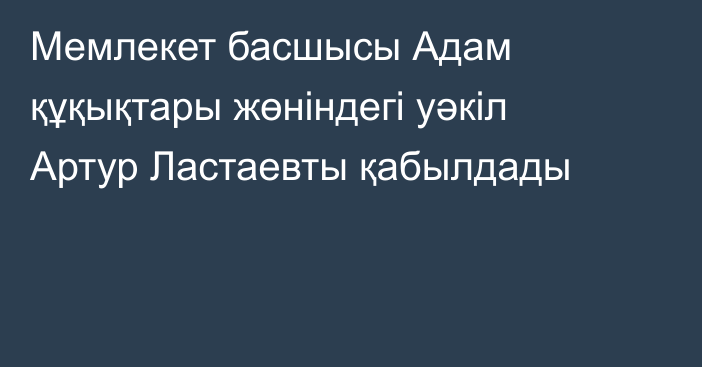 Мемлекет басшысы Адам құқықтары жөніндегі уәкіл Артур Ластаевты қабылдады