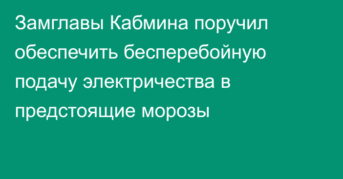 Замглавы Кабмина поручил обеспечить бесперебойную подачу электричества в предстоящие морозы