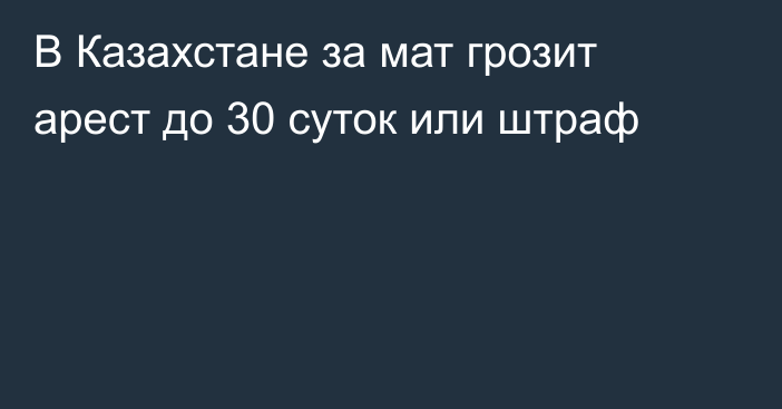 В Казахстане за мат грозит арест до 30 суток или штраф