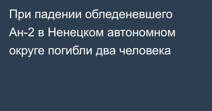 При падении обледеневшего Ан-2 в Ненецком автономном округе погибли два человека