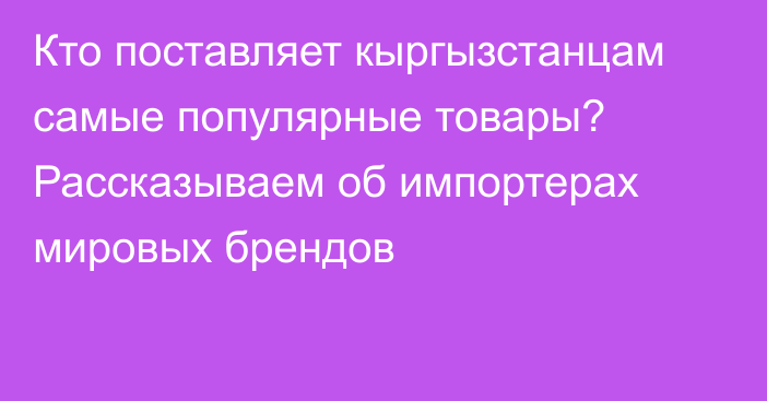 Кто поставляет кыргызстанцам самые популярные товары? Рассказываем об импортерах мировых брендов