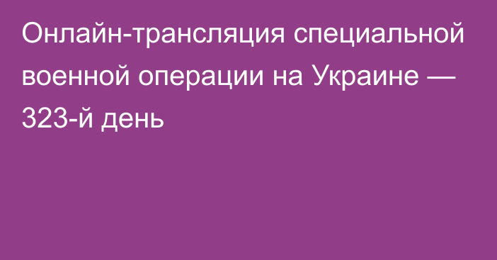 Онлайн-трансляция специальной военной операции на Украине — 323-й день