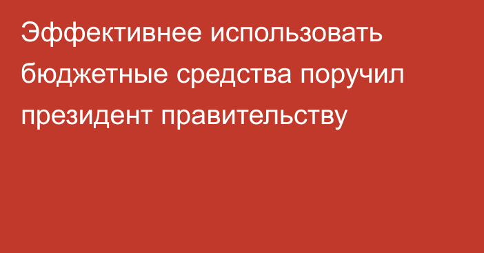 Эффективнее использовать бюджетные средства поручил президент правительству