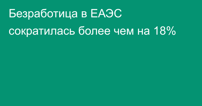 Безработица в ЕАЭС сократилась более чем на 18%