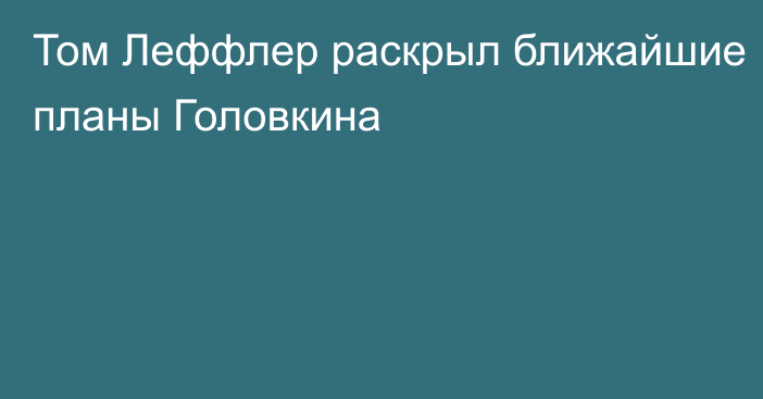 Том Леффлер раскрыл ближайшие планы Головкина