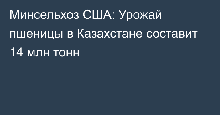 Минсельхоз США: Урожай пшеницы в Казахстане составит 14 млн тонн