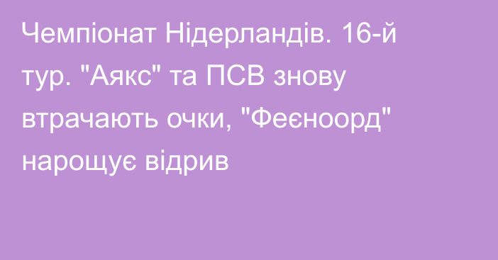 Чемпіонат Нідерландів. 16-й тур. 