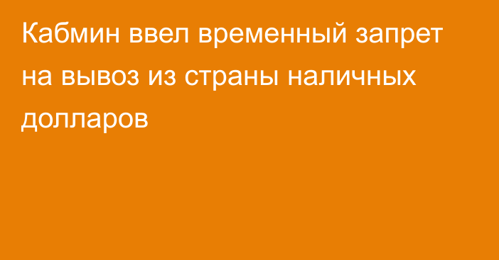 Кабмин ввел временный запрет на вывоз из страны наличных долларов