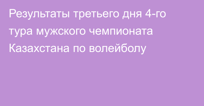 Результаты третьего дня 4-го тура мужского чемпионата Казахстана по волейболу