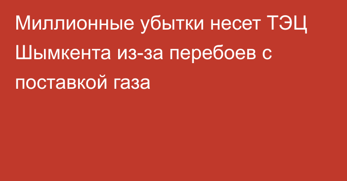 Миллионные убытки несет ТЭЦ Шымкента из-за перебоев с поставкой газа