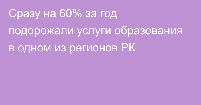 Сразу на 60% за год подорожали услуги образования в одном из регионов РК