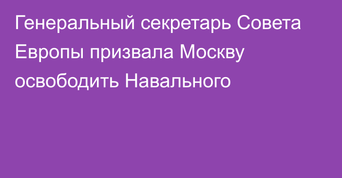 Генеральный секретарь Совета Европы призвала Москву освободить Навального