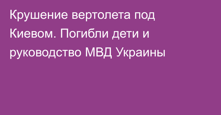 Крушение вертолета под Киевом. Погибли дети и руководство МВД Украины