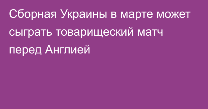 Сборная Украины в марте может сыграть товарищеский матч перед Англией