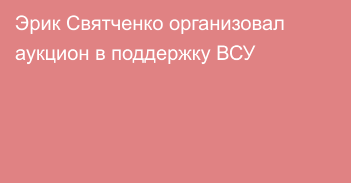 Эрик Святченко организовал аукцион в поддержку ВСУ