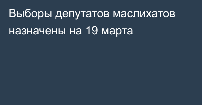 Выборы депутатов маслихатов назначены на 19 марта