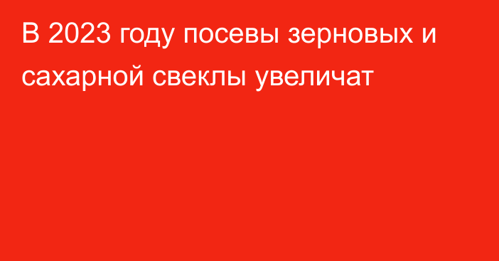 В 2023 году посевы зерновых и сахарной свеклы увеличат