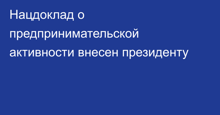 Нацдоклад о предпринимательской активности внесен президенту