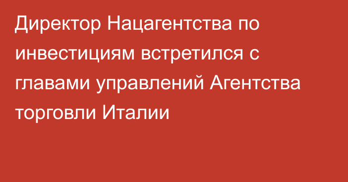 Директор Нацагентства по инвестициям встретился с главами управлений Агентства торговли Италии