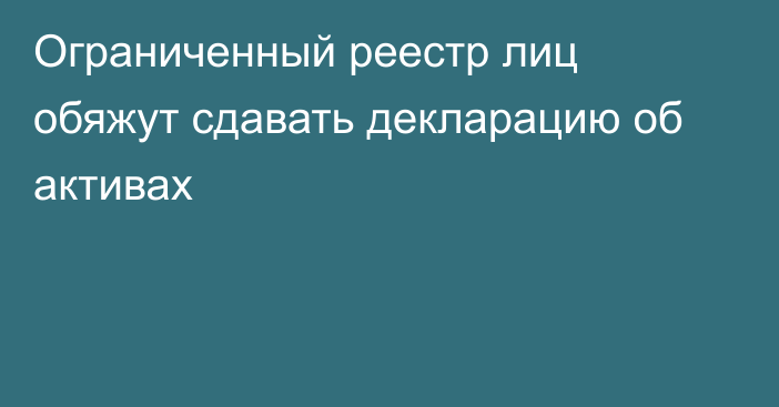 Ограниченный реестр лиц обяжут сдавать декларацию об активах