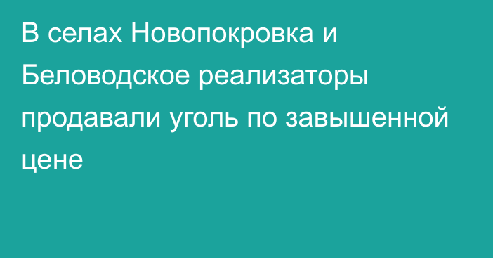 В селах Новопокровка и Беловодское реализаторы продавали уголь по завышенной цене