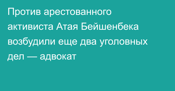 Против арестованного активиста Атая Бейшенбека возбудили еще два уголовных дел — адвокат