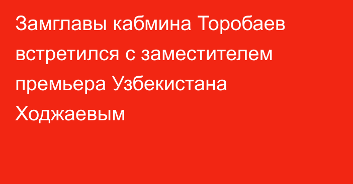 Замглавы кабмина Торобаев встретился с заместителем премьера Узбекистана Ходжаевым