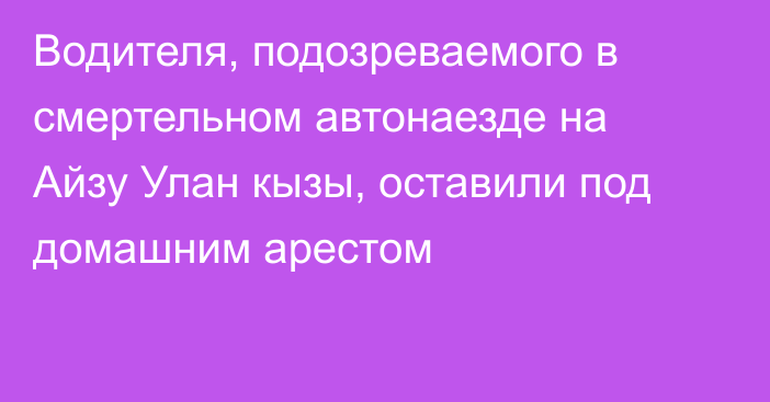 Водителя, подозреваемого в смертельном автонаезде на Айзу Улан кызы, оставили под домашним арестом