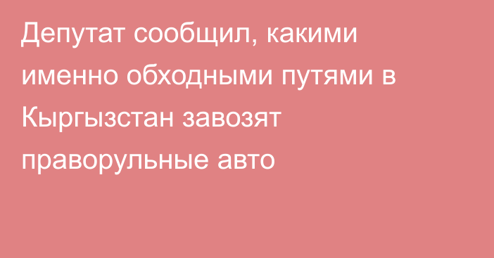 Депутат сообщил, какими именно обходными путями в Кыргызстан завозят праворульные авто